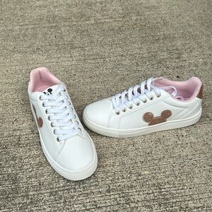 Brand new rose gold mickey tennis shoes